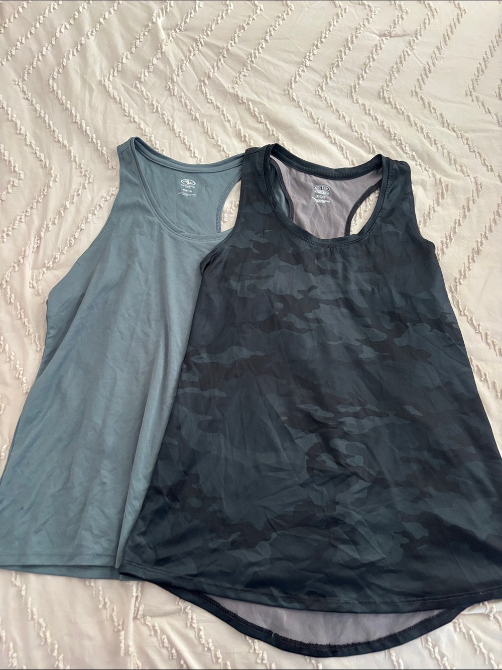 Two Athletic Tank Tops - Gray & Black Camo